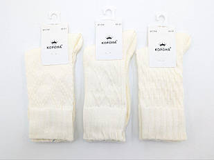 Жіночий високі шкарпетки Корона, бавовняні однотонні ажурні. Розмір 36-41, 10 пар/уп. молочні