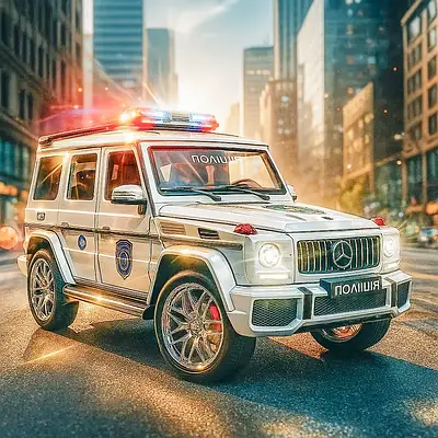 Колекційна машинка патрульної поліції Іграшковий джип для дитини 1:24 Рухомі деталі інерція світло звук