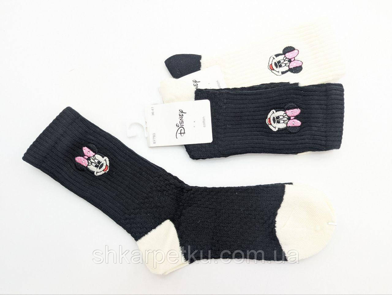 Жіночий високі шкарпетки Дісней Міні Маус, бавовняні . Розмір 36-41, 10 пар/уп. асорті кольорів, фото 1