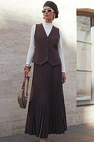 Жіноча спідниця плісе максі з турецької костюмної тканини, розміри 42-52 шоколад