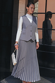Жіноча спідниця плісе максі з турецької костюмної тканини, розміри 42-52 сіра