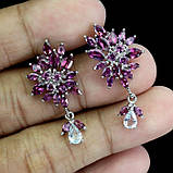 Сережки. Натуральний аквамарин і гранат родоліт. Срібло 925., фото 4