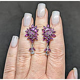 Сережки. Натуральний аквамарин і гранат родоліт. Срібло 925., фото 3