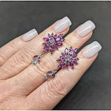 Сережки. Натуральний аквамарин і гранат родоліт. Срібло 925., фото 5