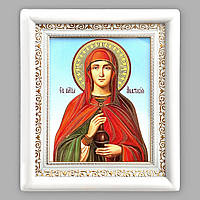Ікона Анастасія свята великомучениця, лик 15х18 см, в білому дерев'яному кіоті