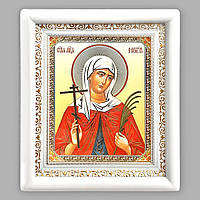 Ікона Валентина свята мучениця, лик 15х18 см, в білому дерев'яному кіоті