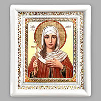 Ікона Лариса свята великомучениця, лик 15х18 см, в білому дерев'яному кіоті