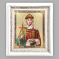 Ікона Ольга свята рівноапостольна Велика княгиня, лик 15х18 см, у білому дерев'яному кіоті