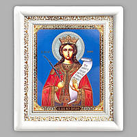 Ікона Варвара свята великомучениця, лик 15х18 см, у білому дерев'яному кіоті