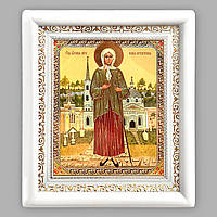 Ікона Ксенія Петербурзька свята блаженна, лик 15х18 см, у білому дерев'яному кіоті