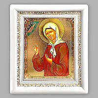 Ікона Матрона свята блаженна, лик 15х18 см, у білому дерев'яному кіоті