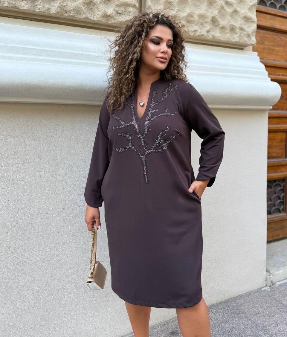 Сукня трикотажна з каміньцями опт роздріб дропшипінг 9711, фото 1