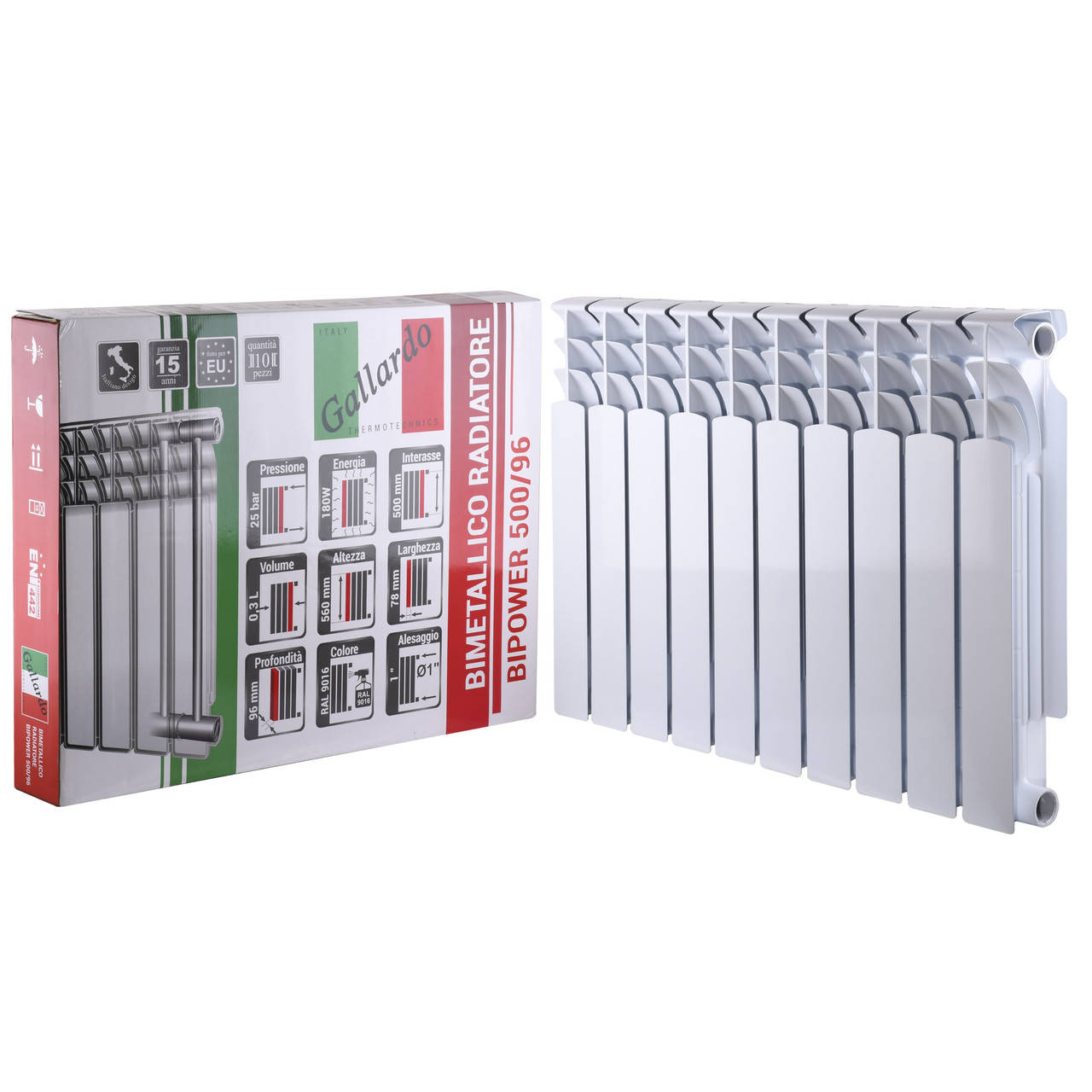 Радіатор біметалевий секційний GALLARDO BIPOWER 500/96 (кратно 10), фото 1