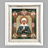 Ікона Матрона свята блаженна, лик 15х18 см, у білому дерев'яному кіоті