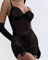 Женское скексуальное прозрачное платье "Стейша", Женское эротическое платье с открытой спиной на шнуровке