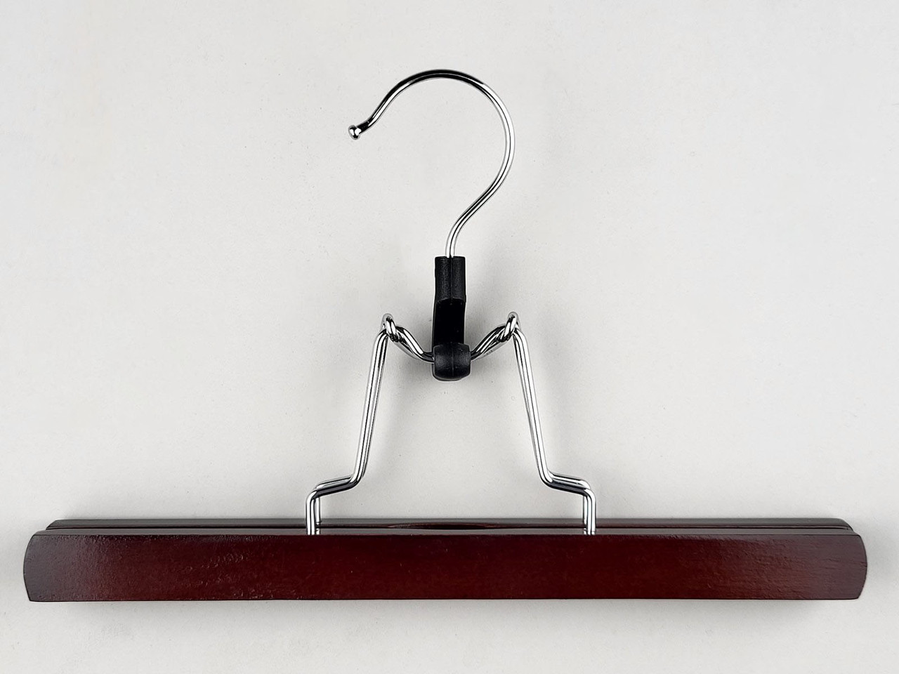 Довжина 25 см. Плічка вішалки тремпеля дерев'яні кольору вишні кліпса для штанів, фото 1