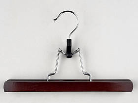 Довжина 25 см. Плічка вішалки тремпеля дерев'яні кольору вишні  кліпса для штанів