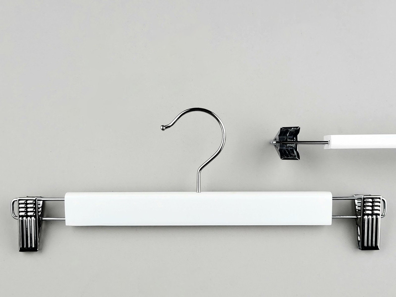 Довжина 33 см. Плічка тремпеля дерев'яні білого кольору для штанів і спідниць, фото 1