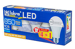 Світлодіодна лампа Iskra LED A60 E27 10W ECONOM 4000K (5 шт/уп) АКЦІЯ 4+1