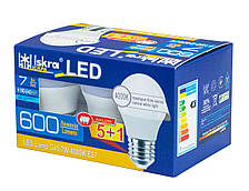 Лампа світлодіодна Iskra LED G45 E27 (кулька) 7W ECONOM 4000K (6 шт/уп) АКЦІЯ 5+1