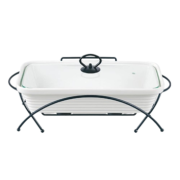 Марміт прямокутний 1,7л 32,5см кераміка скляна кришка + метал.підставка MR-11362-73 Maestro