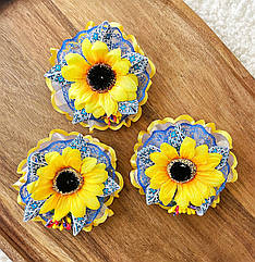 Бант для волосся гуртом Ø10 см резинка махра Ø3 см 12 шт./уп СОНЯШНИК