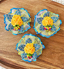 Бант для волосся гуртом Ø10 см гумка махра Ø3 см 12 шт.