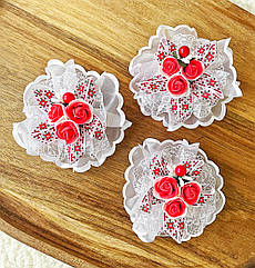 Бант для волосся гуртом Ø10 см резинка махра Ø3 см 12 шт./уп ТРОЯНДИ