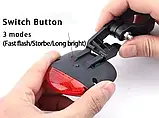 LED ліхтарик задній для велосипеда акумуляторний із сонячною панельюкою, фото 4