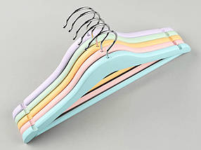 Плічка вішалки тремпеля дерев'яні мікс кольорів, довжина 36 см, в упаковці 5 штук, фото 2