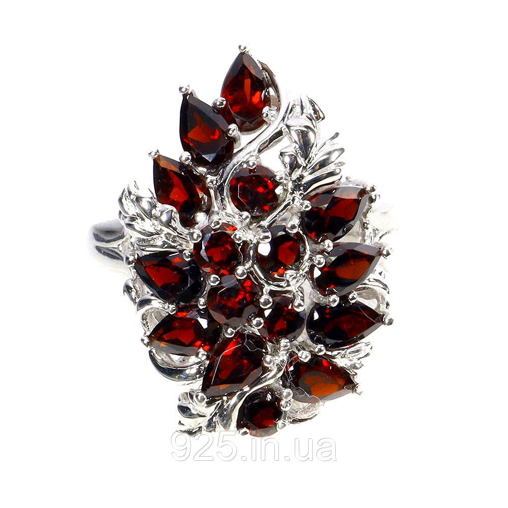 Каблучка. Натуральний гранат. Срібло 925., фото 1
