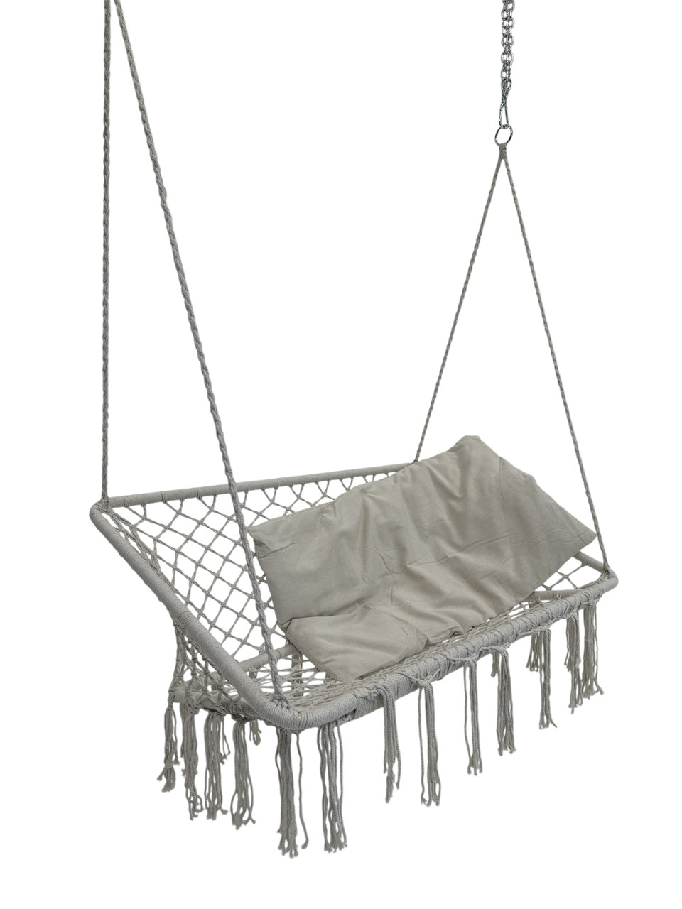 Підвісна двомісна плетена гойдалка WCG шириною 120 см Плетене підвісне садове крісло для двох Білий