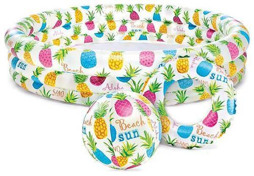 Дитячий надувний басейн "Ананас" (132 х 28 см) з колом та м'ячем (59469) Intex, фото 1