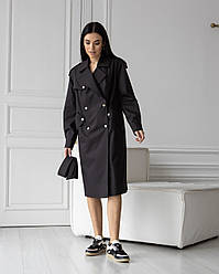 Тренч чорний, жіночий плащ