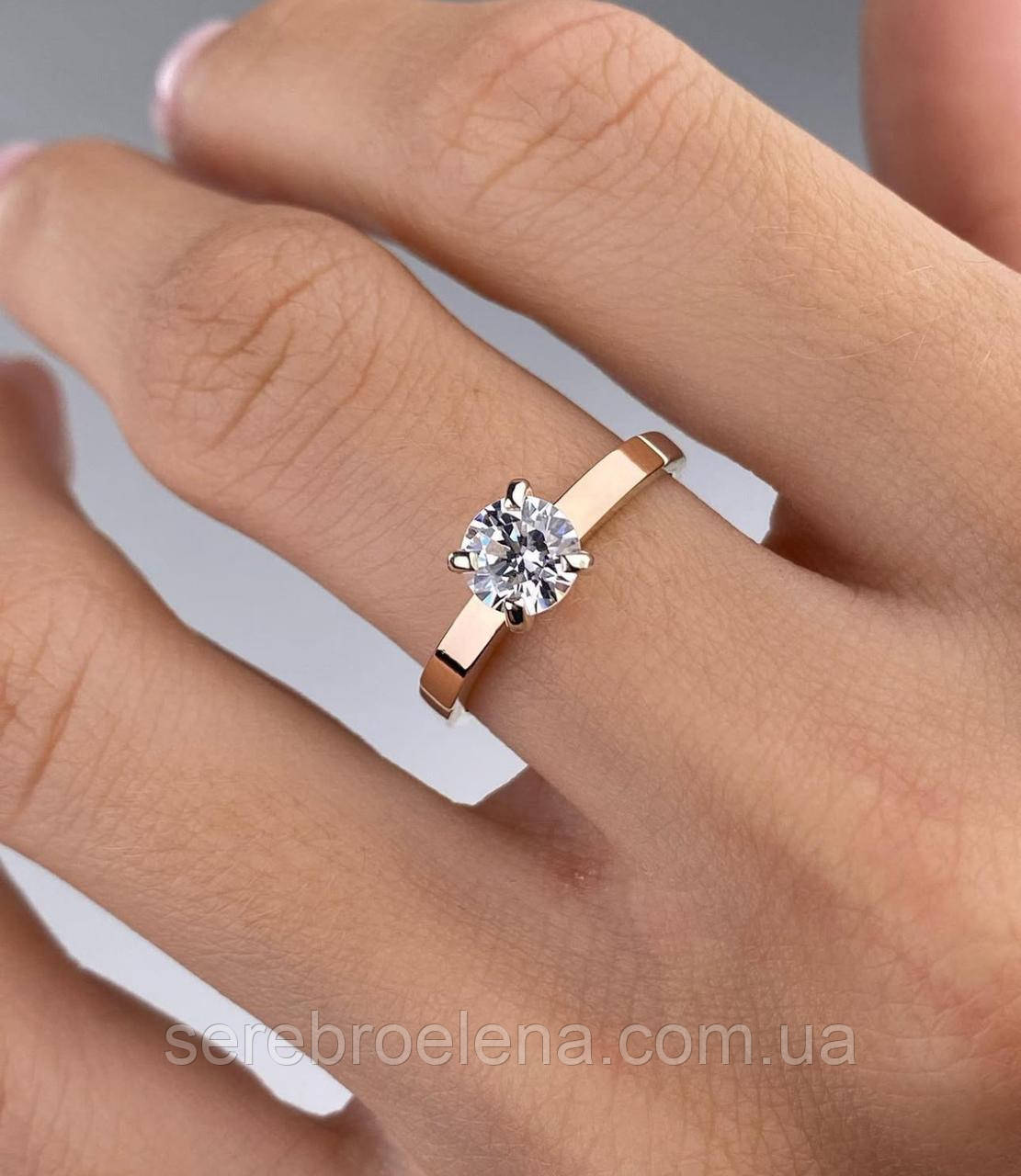 Срібна жіноча каблучка кільце з камнем, фото 1