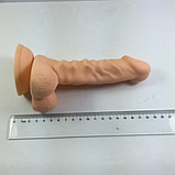 Фалоімітатор реаліст на присосці 18 см, Ділдо з мошонкою вагінальний стимулятор, інтимні іграшки для жінок, фото 6