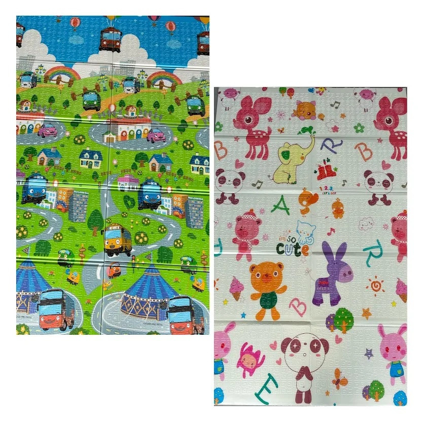 Дитячий ігровий термокилимок для повзання малюків двосторонній складний Термокилимки дитячі на підлогу, фото 1