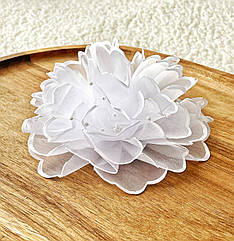 Бант для волосся гуртом Ø13*6 см резинка мікрофібра Ø3 см 12 шт./уп БІЛІ