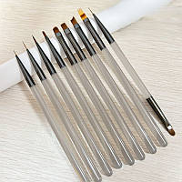 Набір кистей для дизайну нігтів, 9шт, набір кистей для манікюру та дизайну нігтів сірий