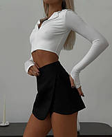 Женская юбка шорты на высокой посадке Cartell молочная бежевая черная