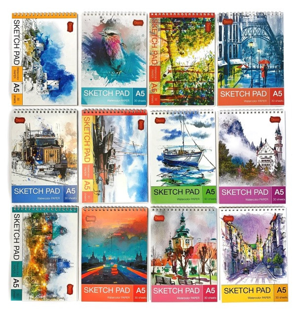 Зошит для малювання на пружиніз акварельного паперу "Рутенія" 30100 А5 ТЕ1327 Тетрада