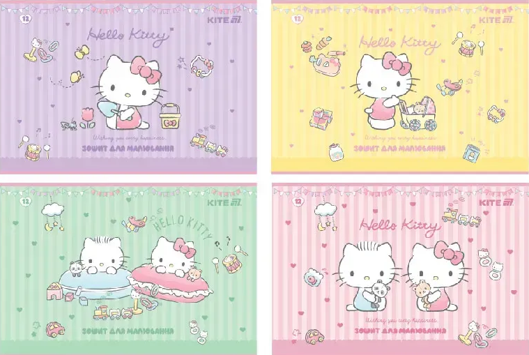 Альбом для малювання на скобі 12 аркушів софт тач + УФ лак "Hello Kitty" HK25-241-1 Kite