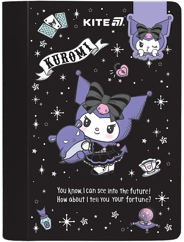 Блокнот A5 60 аркушів клітинка тверда обкладинка Kuromi з магнітною закладкою HK25-192 Kite