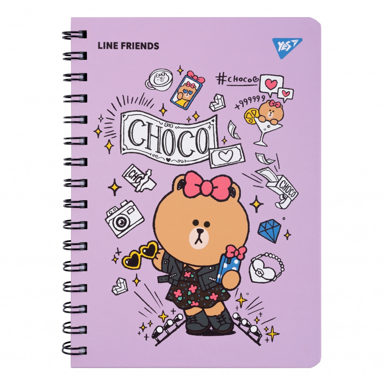 Блокнот пружина А5 80 аркушів "Line Friends" Choco з гумкою 151771 YES
