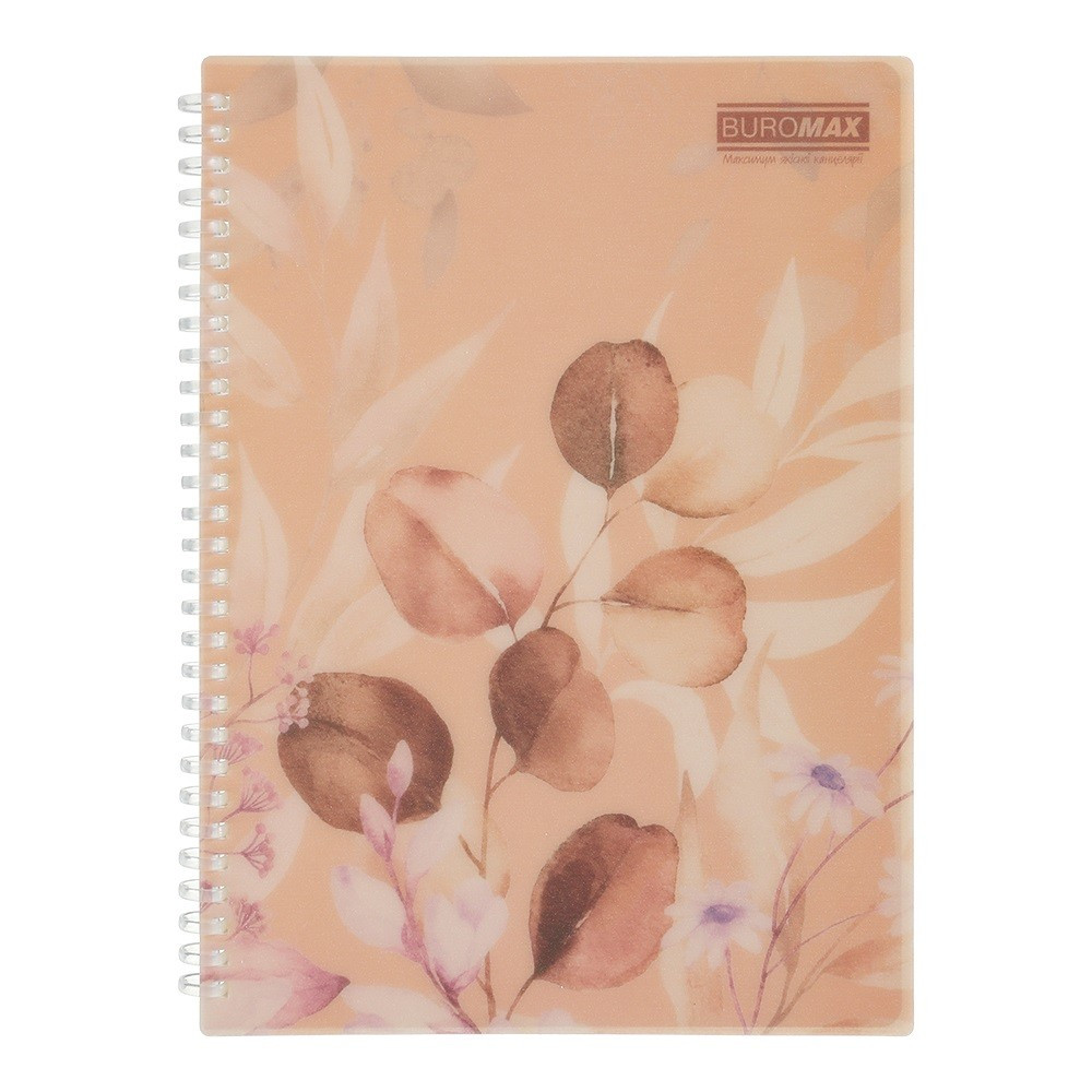 Блокнот пружина В5 80 аркушів  клітинка пластикова обкладинка персиковий "Arabeski" BM.2586-46 Buromax