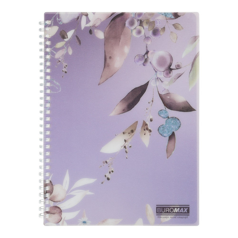 Блокнот пружина А5 80 аркушів клітинка пластикова обкладинка сливовий "Arabeski" BM.2587-48 Buromax