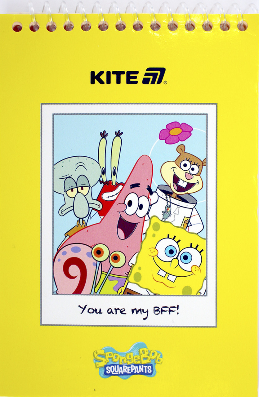 Блокнот пружина А6 48 аркушів без лінії пластикова Sponge Bob SB25-196 Kite (топ-3)
