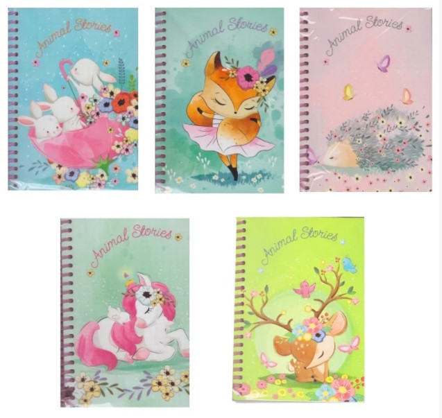 Блокнот пружина А6 48 аркушів клітинка картон " Economix" Animal Story асорті E20319-96