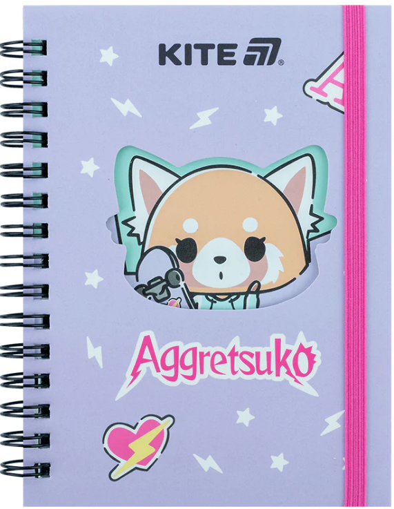 Блокнот пружина А6 80 аркушів клітинка вирубка "Aggretsuko" AR25-229 Kite, фото 1