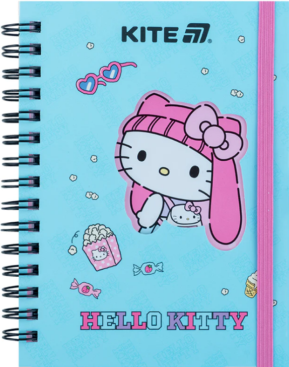 Блокнот пружина А6 80 аркушів  клітинка вирубка "Hello Kitty" HK25-229-1 Kite